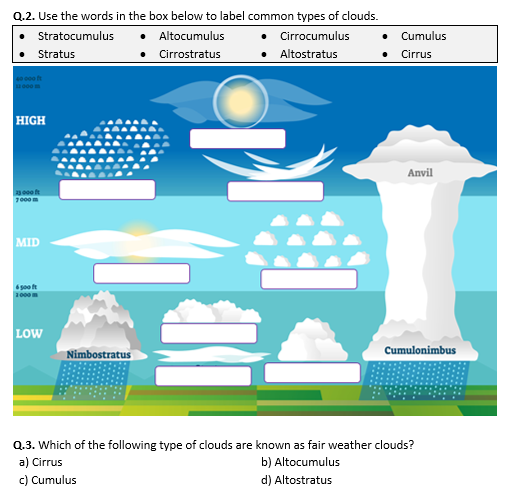 Types Of Clouds Worksheet Grade 2 Worksheet Worksheets Lessonplanet 