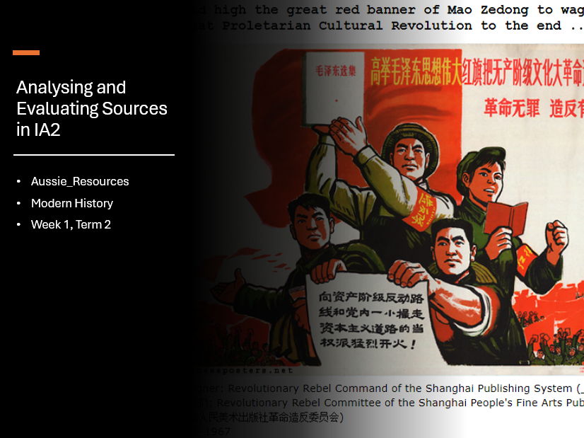 Modern History QLD 2025 Syll – China under Mao – analysing and evaluating sources for your IA2