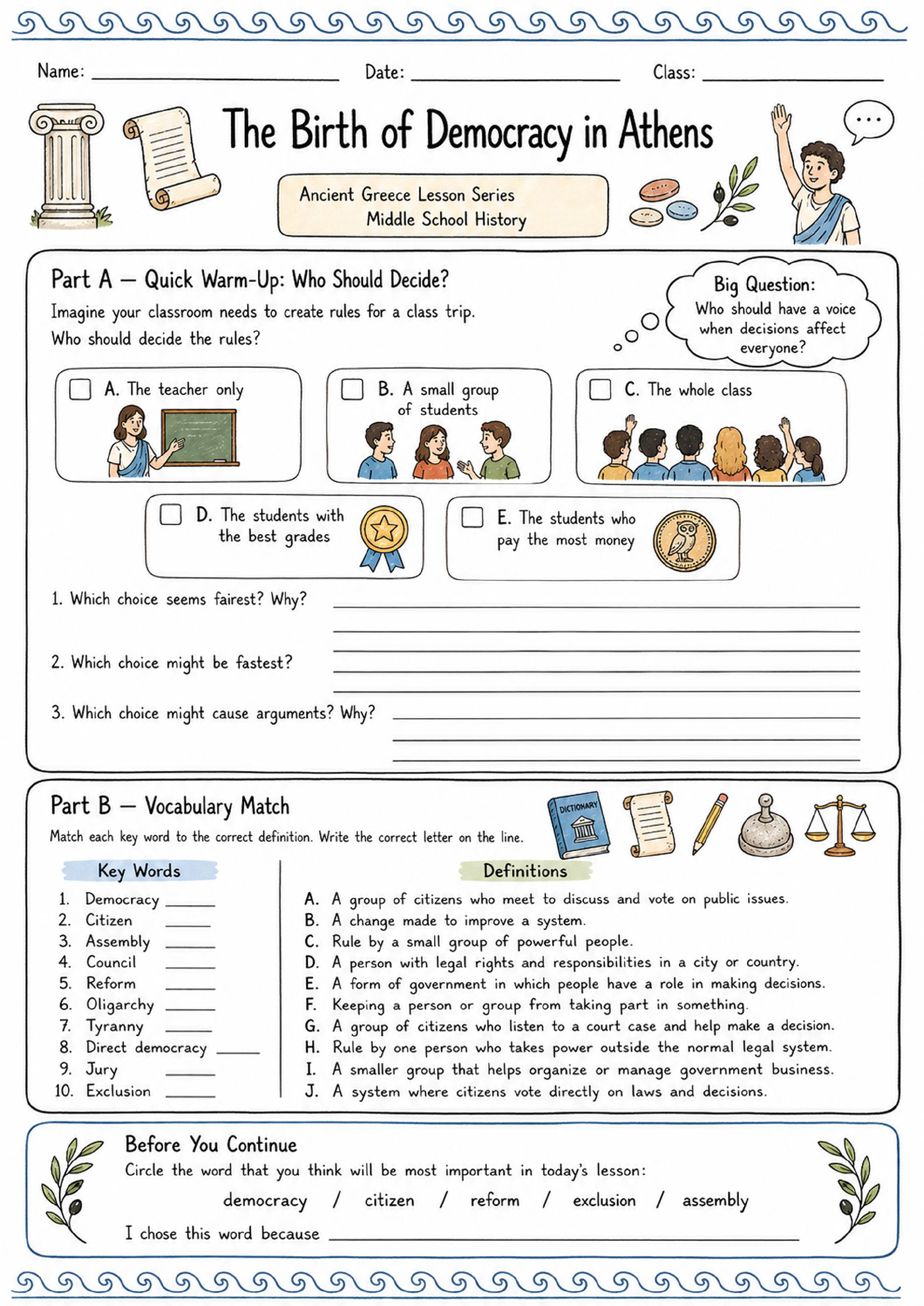 The Birth of Democracy in Athens Lesson Bundle | Ancient Greece Unit ...