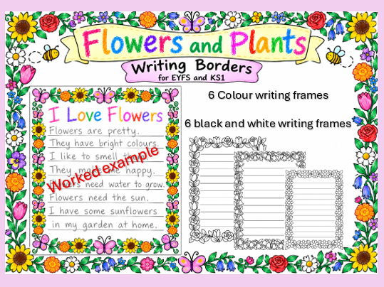 Flowers and Plants Writing Borders