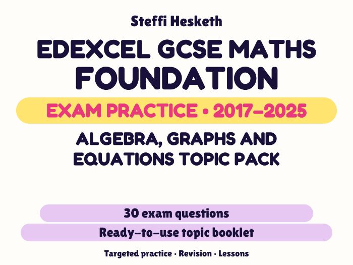 Edexcel GCSE Maths Foundation: Algebra, graphs and equations topic pack Exam Questions | 2017-2025