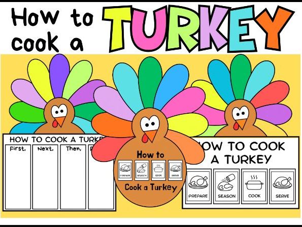 How to Cook a Turkey Sequencing Craft | Thanksgiving Writing & Literacy Activity