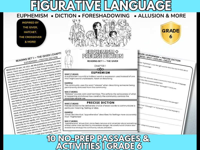 Figurative Language & Literary Devices | Grade 6 Reading Passages | KS2 KS3 | PDF