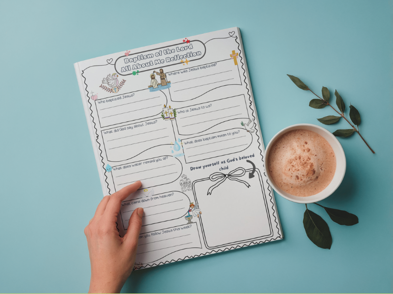 Baptism of the Lord Reflection Worksheet | Christian Education Printable | RE Lesson for Primary Stu