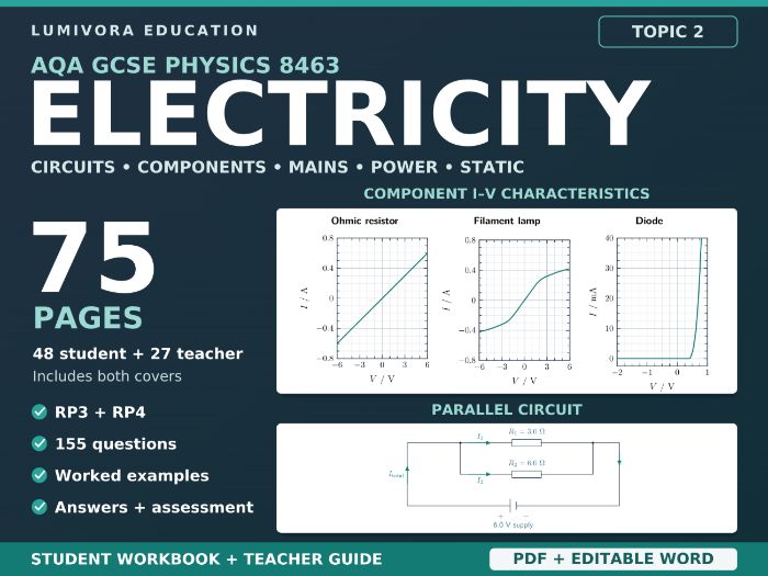 AQA GCSE Physics Electricity Workbook & Answers | Topic 2