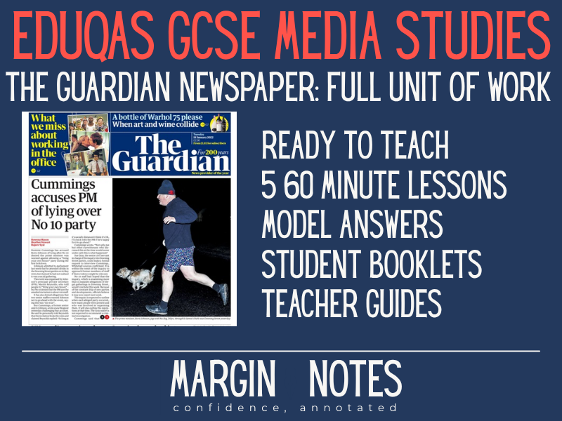 Eduqas GCSE Media Studies: THE GUARDIAN complete unit (4 lessons + model answers)