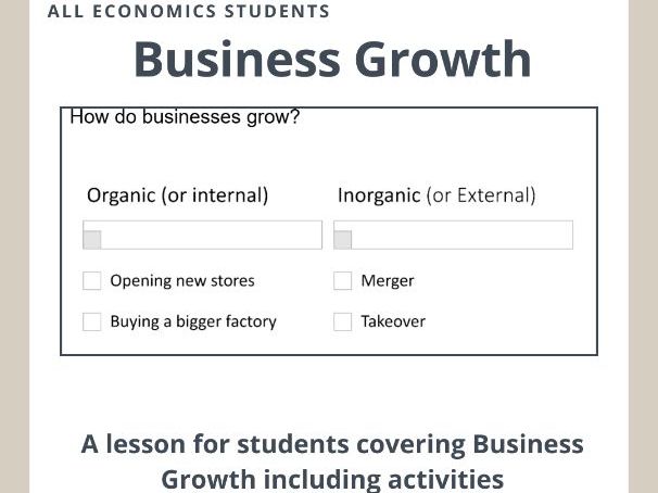 Edexcel Economics A Theme 3: 3.1.2 Business Growth | Complete Lesson with Activities