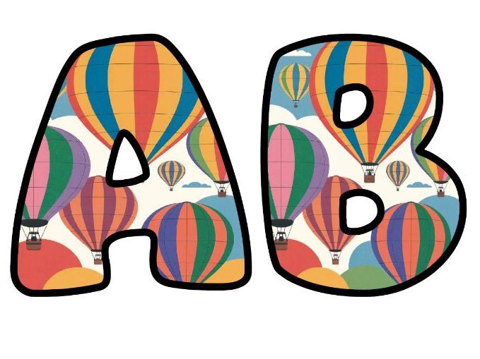 Hot Air Balloons Travel Classroom Display | Lettering Set | Whole Alphabet A-Z and 0-9