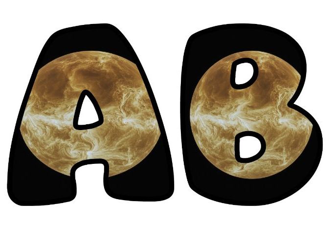 Planet Venus Space Classroom Display | Lettering Set | Upper & Lowercase, 0-9 and Signs