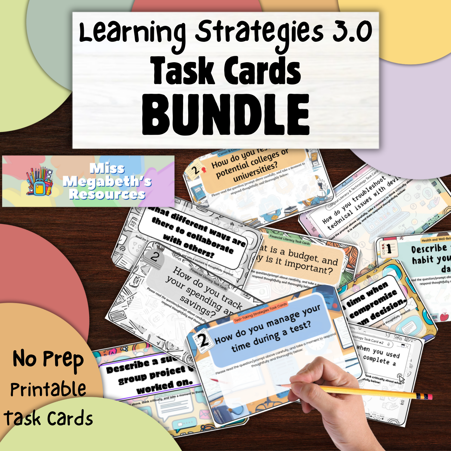 Learning Strategies 3.0 Task Cards BUNDLE - No Prep - Special Education Activity - Printable