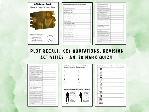 GCSE -  A Christmas Carol - Stave 3, 80 Question Revision Quiz (Assessment)