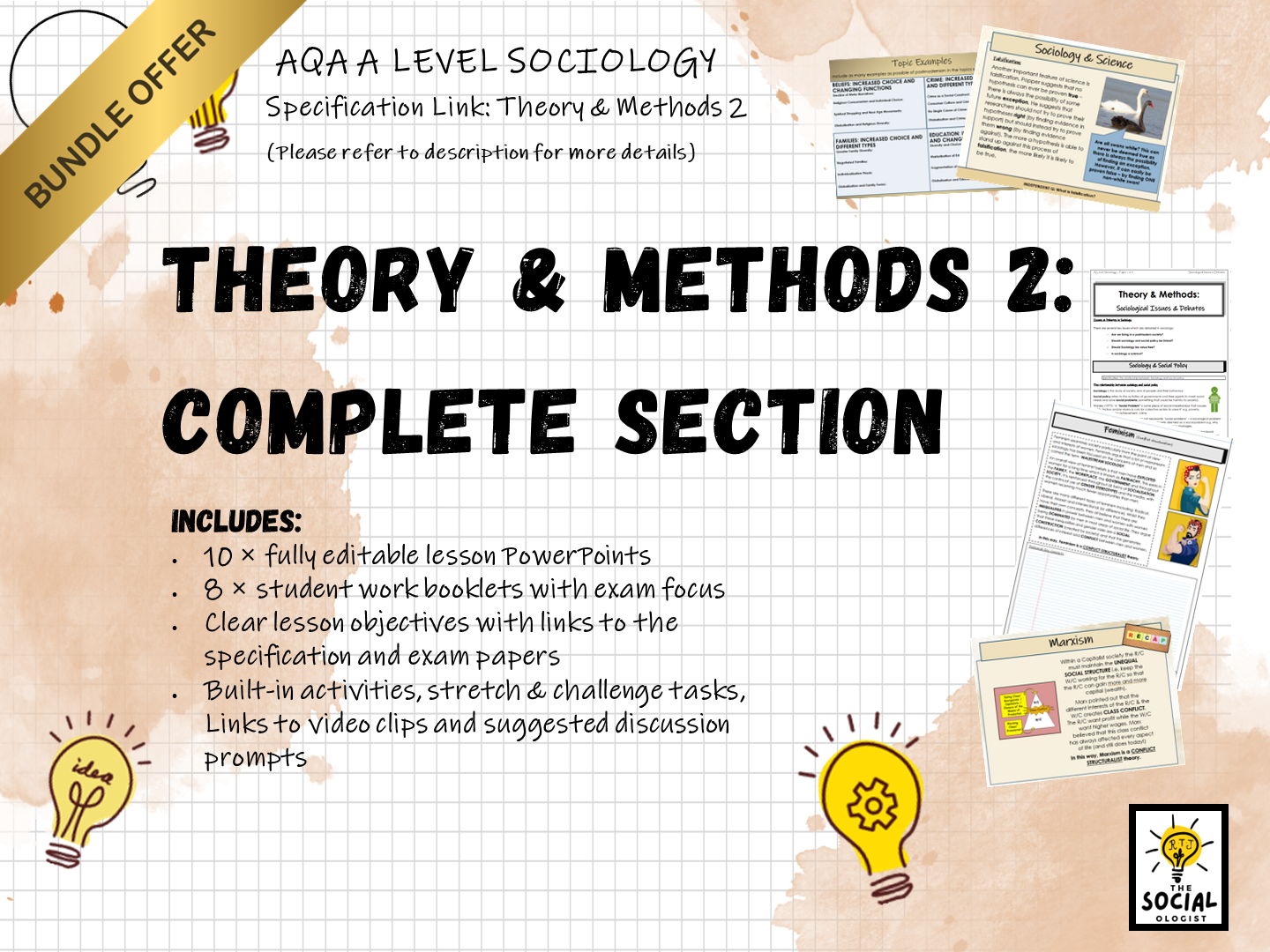 AQA A level Sociology - Theory and Methods 2 - Complete section - Bundle