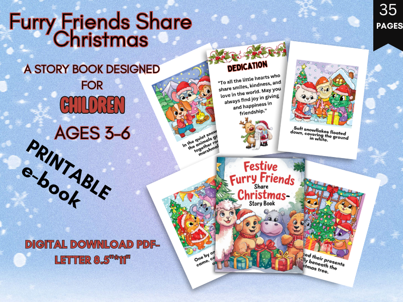 Furry Friends Share Christmas Picture Story Book. Sharing, Caring, Friendship, Family, Read Alouds