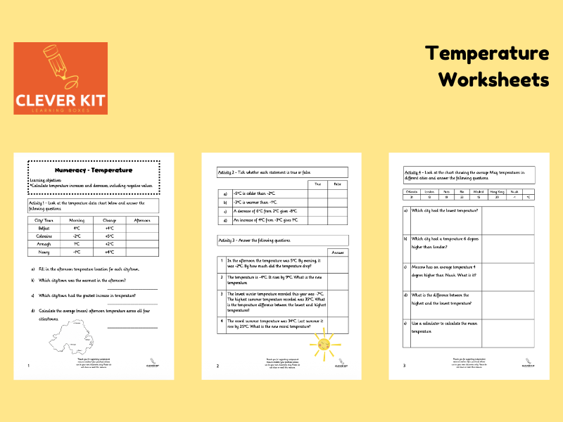 Temperature Worksheets