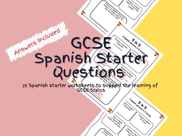 GCSE Spanish Starter Questions Worksheets PDF