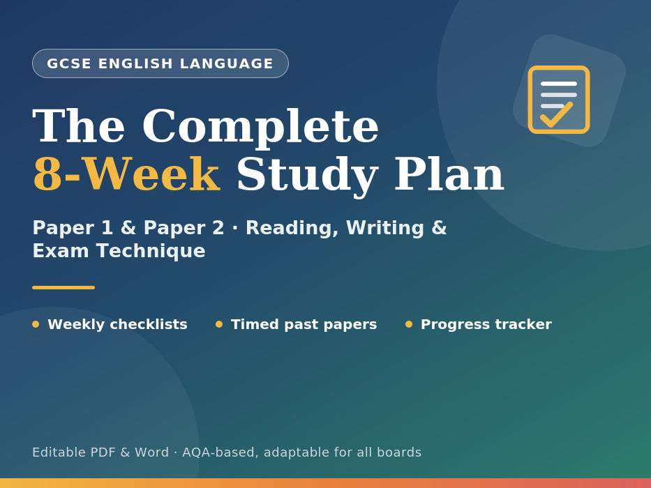 GCSE English Language Revision Plan — 8-Week Study Schedule (AQA-Based, Adaptable)