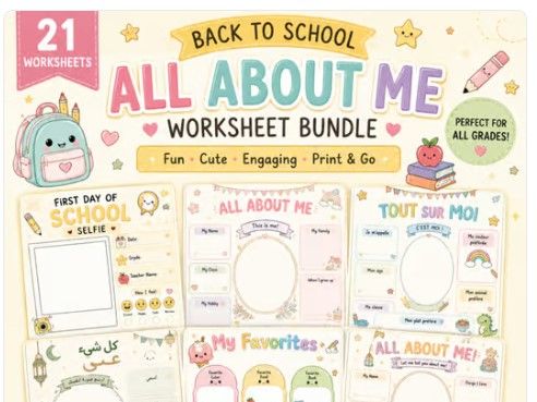 All About Me Poster, Worksheets, Activities Core Word Special Ed, Speech, Autism