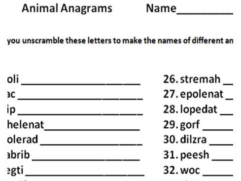Animal anagrams