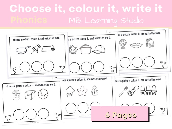 CVC Picture Word Frames | Phonics Writing Activity | EYFS, KS1, Pre-K to 1st Grade