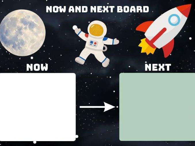 Space themed  now and next board