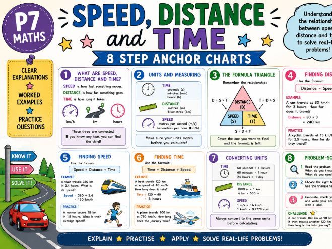 Speed, Distance and Time P7 Anchor Charts