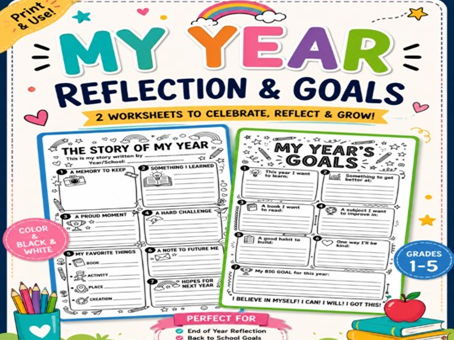 End of Year Reflection & Student Goal Setting Worksheets | The Story of My Year