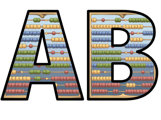 Abacus Maths Blocks Counting Lettering Set Display Title Letters Numbers Signs