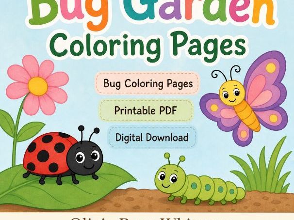 Bug Garden Coloring Pages | Bug Coloring Pages | Printable PDF | Digital Download
