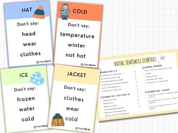 Winter Taboo Game – ESL Speaking Activity | Winter Vocabulary | No Prep | 32 Cards | KS2