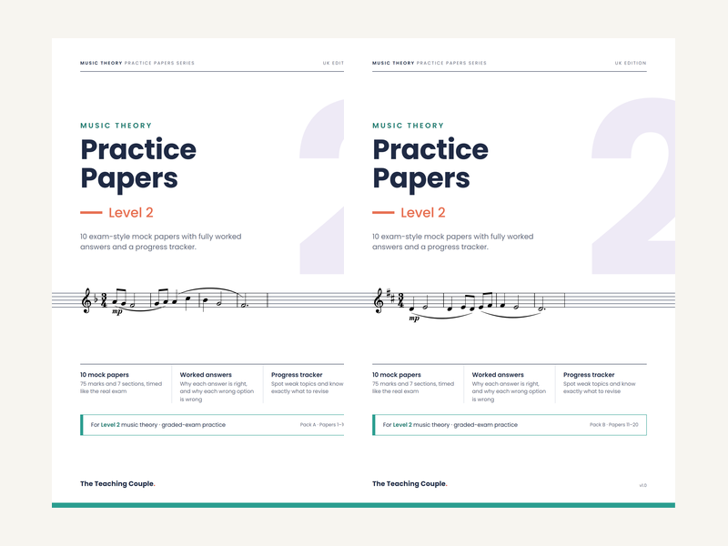 Level 2 Music Theory Practice Papers – Packs A + B (20 Mock Papers)