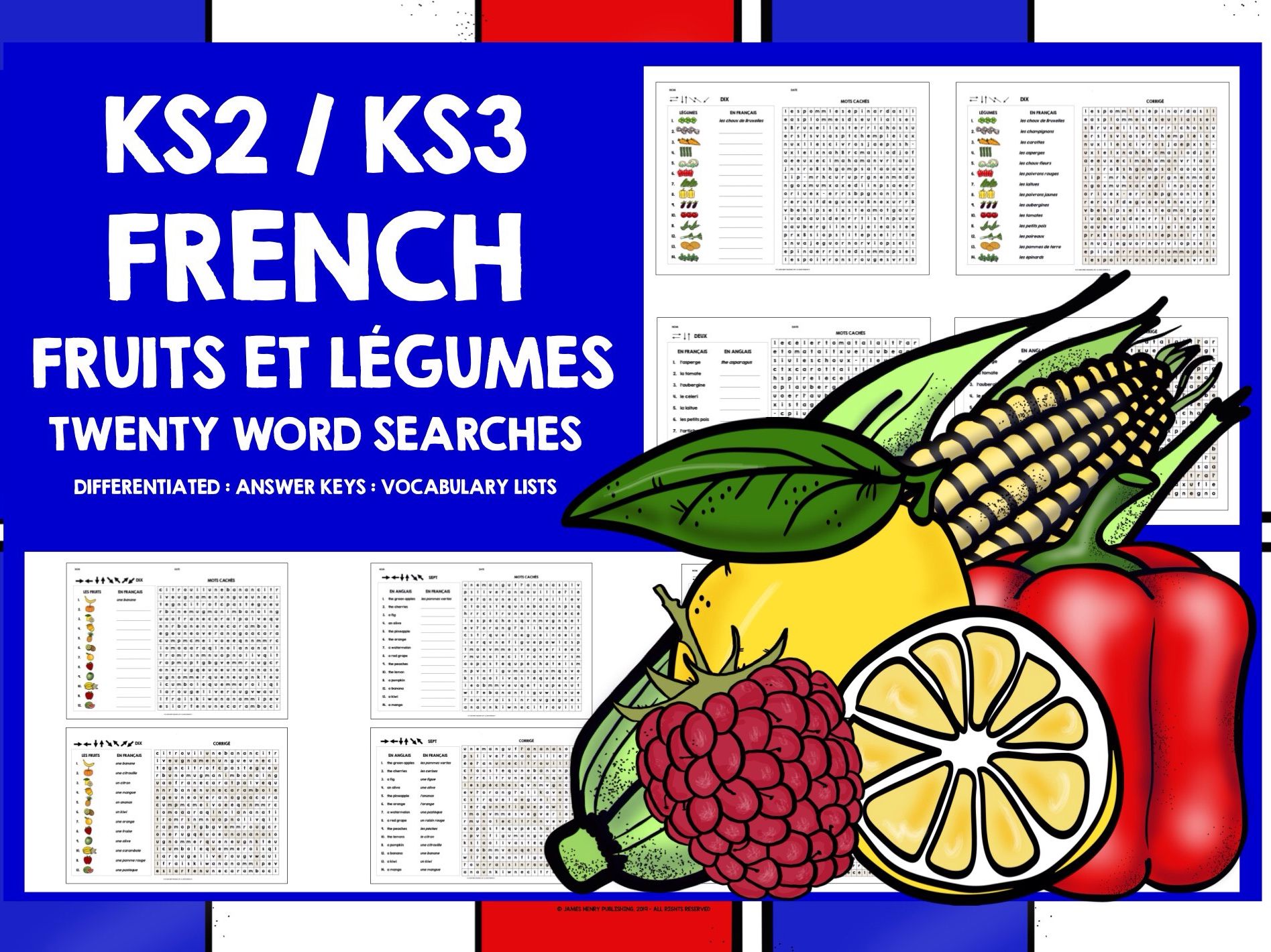 FRENCH FRUITS & VEGETABLES WORD SEARCHES MINI-BUNDLE