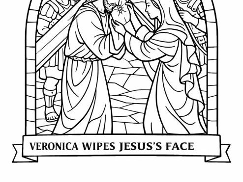 Easter Stations of the Cross - Station 6 Stained Glass Colouring Page - Lent