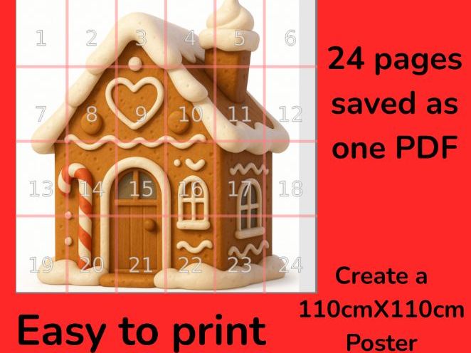 Gingerbread House Christmas Display Large Printable Poster Kit