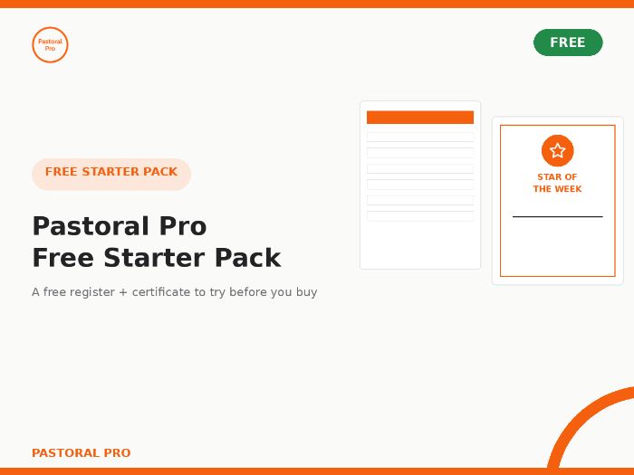 Pastoral Pro Free Starter Pack — Free Attendance Register + Certificate Template