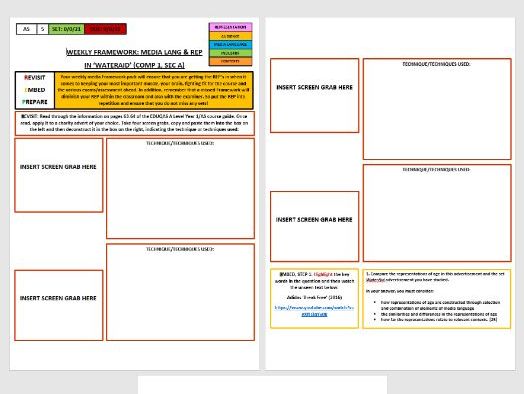 AS EDUQAS FRAMEWORK (HOMEWORK) SHEET 5: 'WATERAID' MEDIA LANGUAGE AND REPRESENTATION