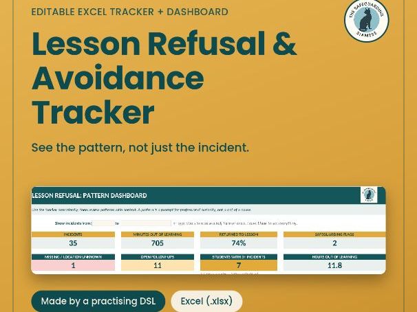 Lesson Refusal Tracker | Excel | Pastoral & Safeguarding Dashboard