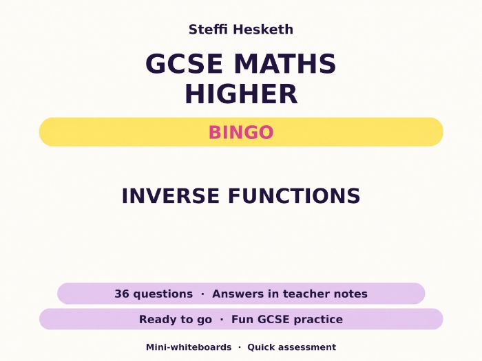 Inverse Functions GCSE Maths Higher Bingo