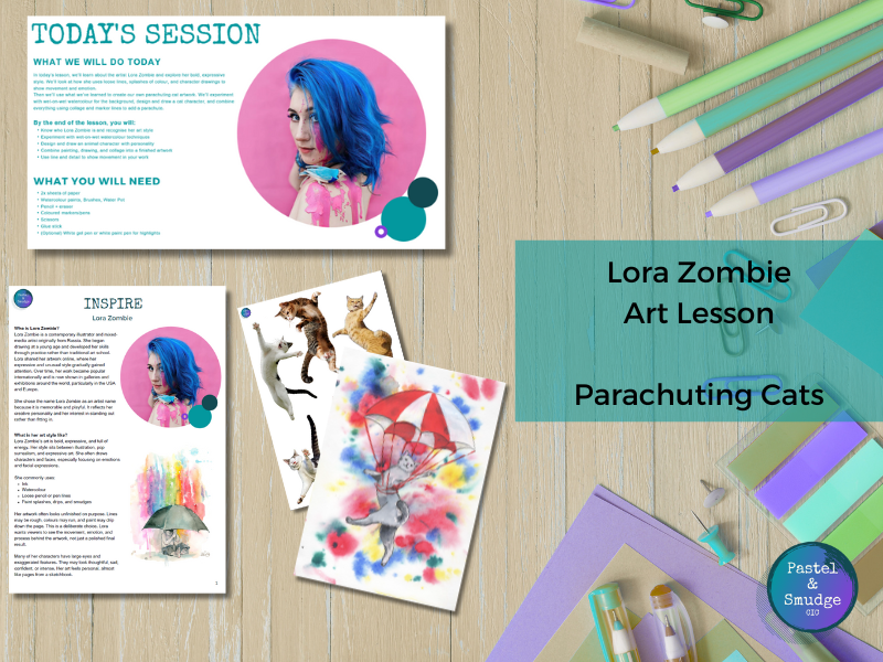 KS2 & KS3 Lora Zombie-Inspired Parachuting Cat Art