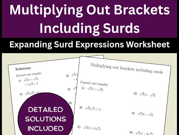 Multiplying Out Brackets Including Surds | Expanding Surd Expressions Worksheet