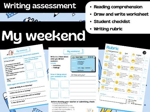 My Weekend Writing Assessment | A1 ESL Beginners | Writing Worksheet