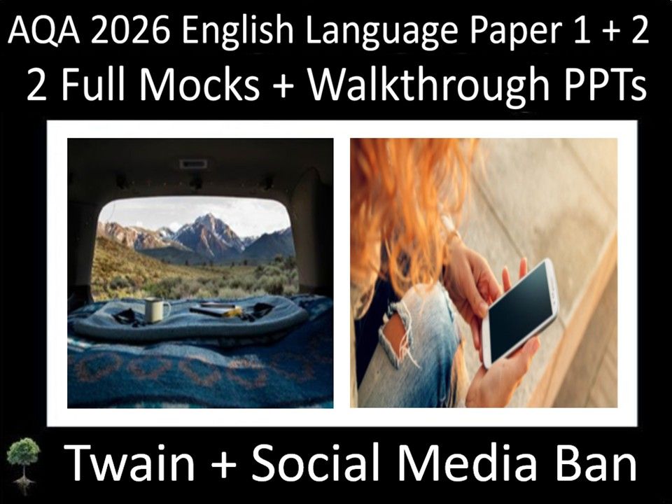 Two AQA 2026 English Language Paper 1 + 2 Mocks + Walkthrough PPTs