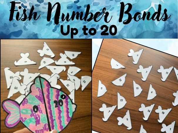 Fish Number Bonds Matching Game to 20 | Customisable Art / Maths Activity