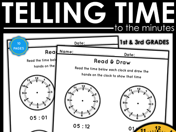 Telling Time to the Minute Worksheets | KS1 & Lower KS2 | Years 1-3 Maths Activities