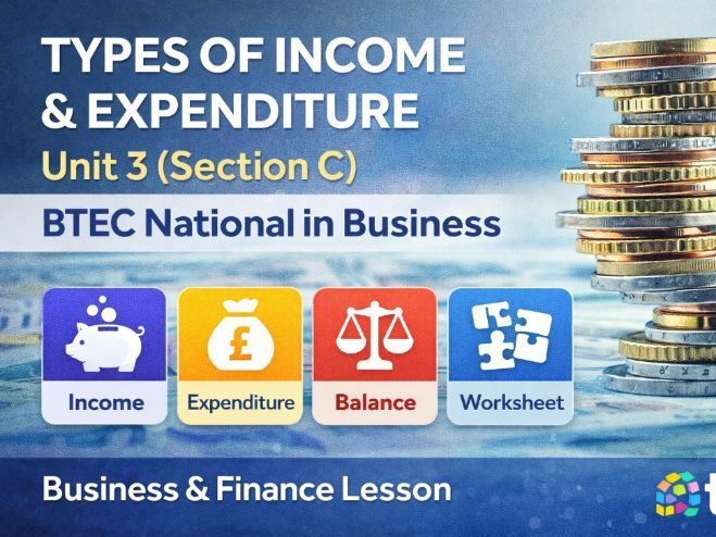Types of income and expenditure- Unit 3 (Section C) BTec National in Business