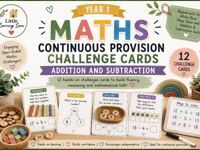 Year 1 Addition & Subtraction Continuous Provision Challenge Cards | Practical Maths