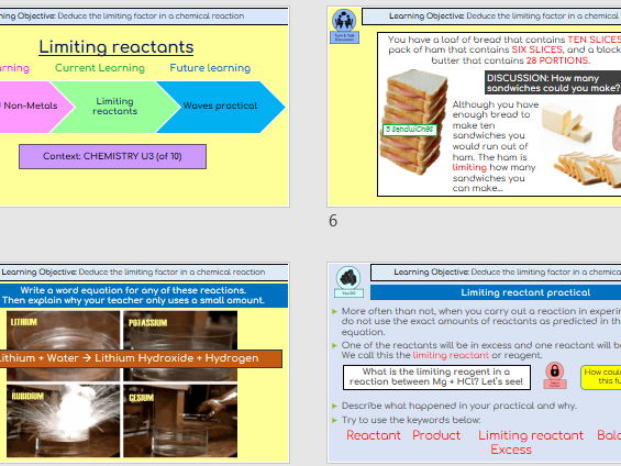 KS4 Triple Chemistry U3 Quantitative Chemistry – Complete PowerPoint lesson Limiting Reactants