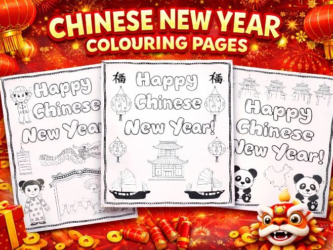 Happy Chinese new Year colouring pages