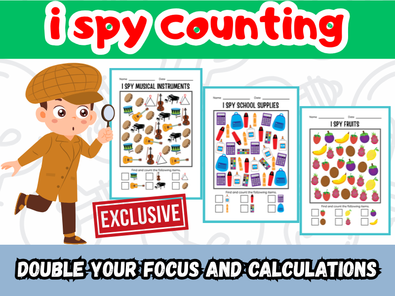 I Spy Counting Worksheets: 9 Pages to Boost Focus, Observation