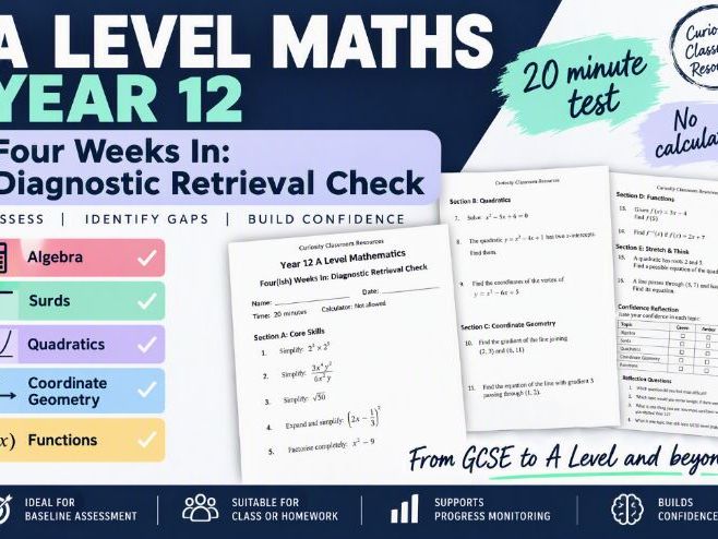 Year 12 A Level Maths Diagnostic Assessment for WEEK FOUR (ISH)
