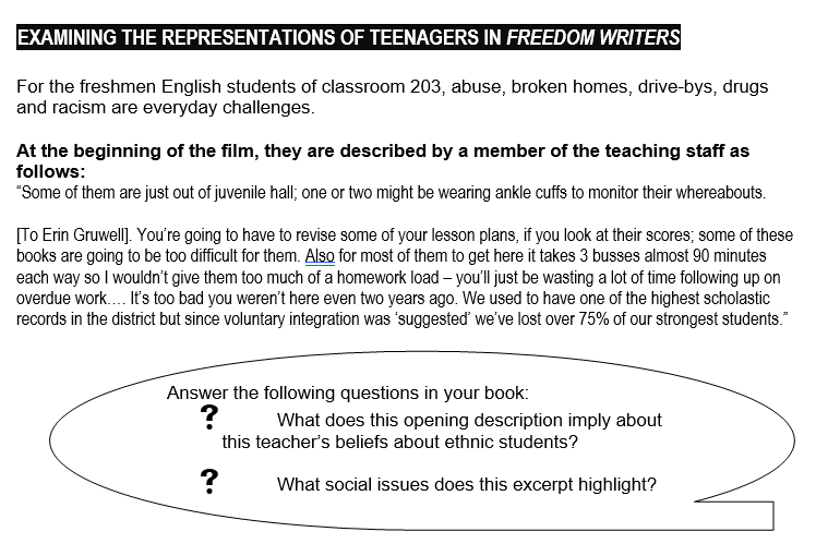 Senior English Film Study of Freedom Writers (2007) Teaching